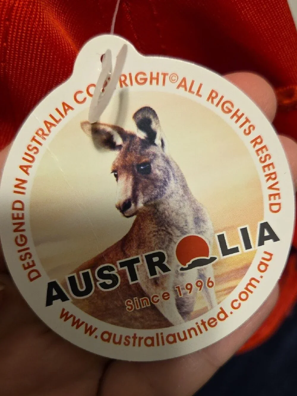 Red AUS Baseball Cap with Australian Flag Embroidery